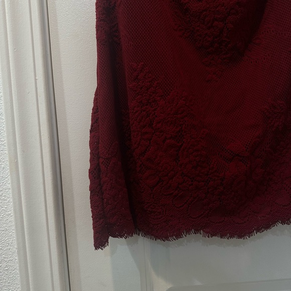 Free People Harper Red Lace High Neck Dress - Picture 2 of 4